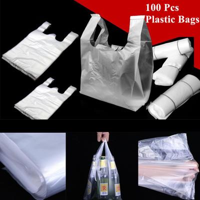 15-26cm/20-30cm/24-37cm/28-48cm100 Stuks/pak Transparante Zakken Boodschappentas Supermarkt Plastic Zakken Met Handvat Voedselverpakking