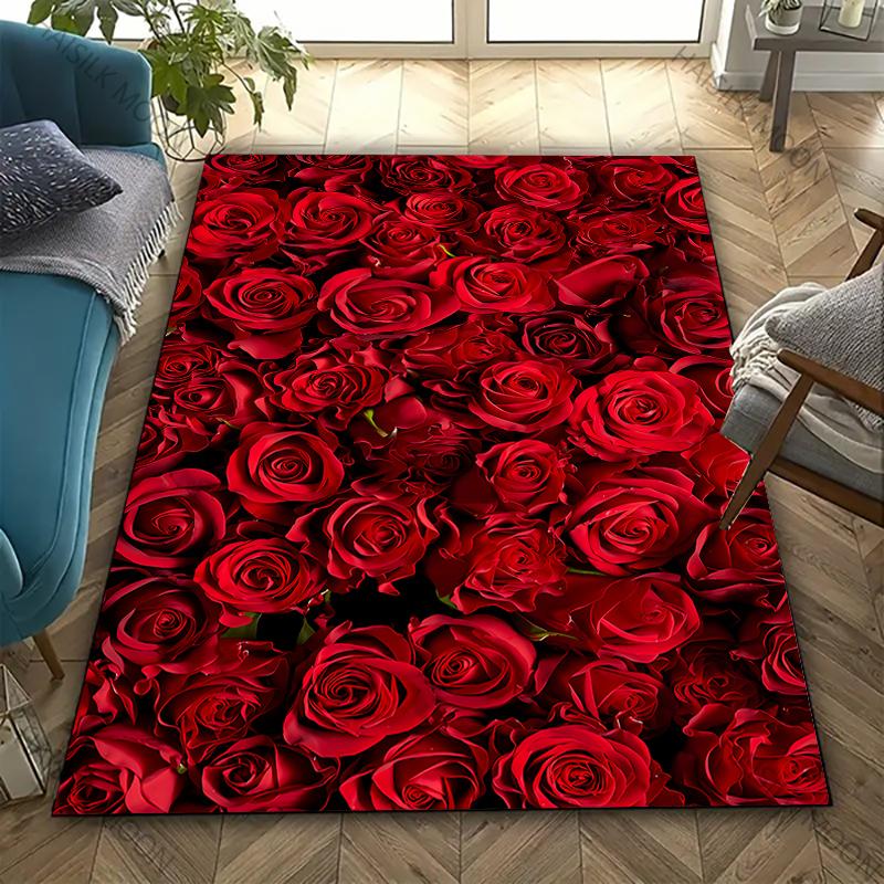 Blumen Thema Blaue Rose Pfingstrose Gedruckter Teppich Wohnzimmer Schlafzimmer Sofa Büro Große Fläche Dekorative Matte Kinder Spielteppiche Schönes Geschenk