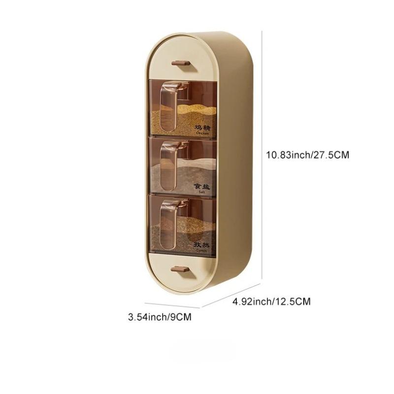 

Бытовые кухонные предметы Соль глутамат натрия комбинированный набор Настенная пластиковая коробка для приправ без сверления коричневый