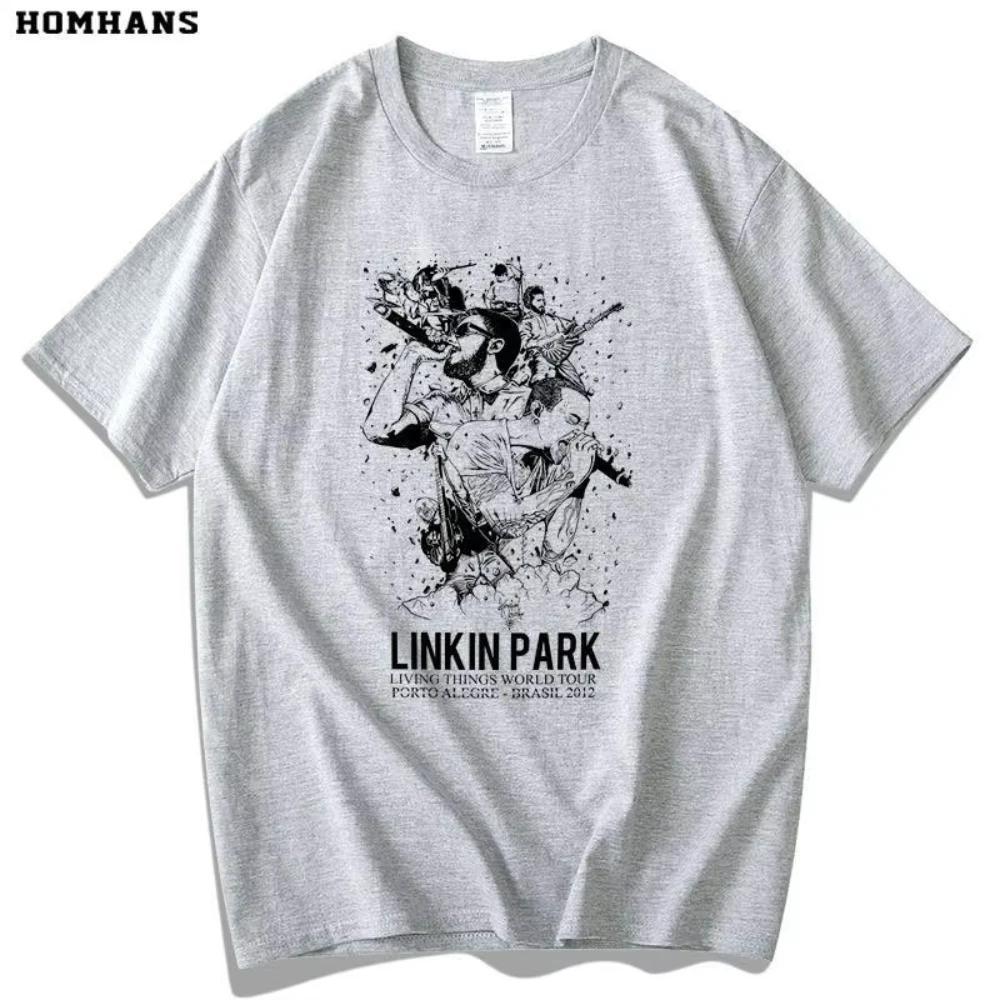 Červené tričko s krátkým rukávem Han Lincoln Park Pánské Dámské Linkin Park Evropská a Americká Hudba Rocková Kapela Tide Čistá Bavlna Volný Top