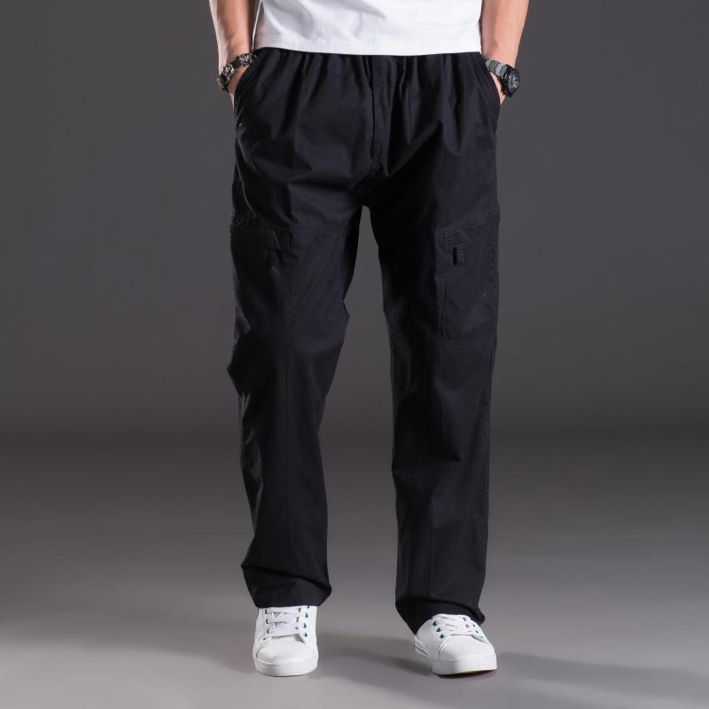 Men's Summer Workwear Casual Washed Cotton Pants, Multi-Pocket, Plus Size M-6XL