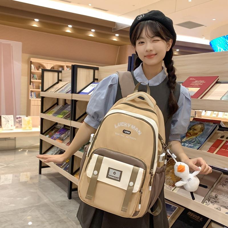 Schoolbag cute college style backpack male junior high school student schoolbag female large capacity laptop bag Korean version tide