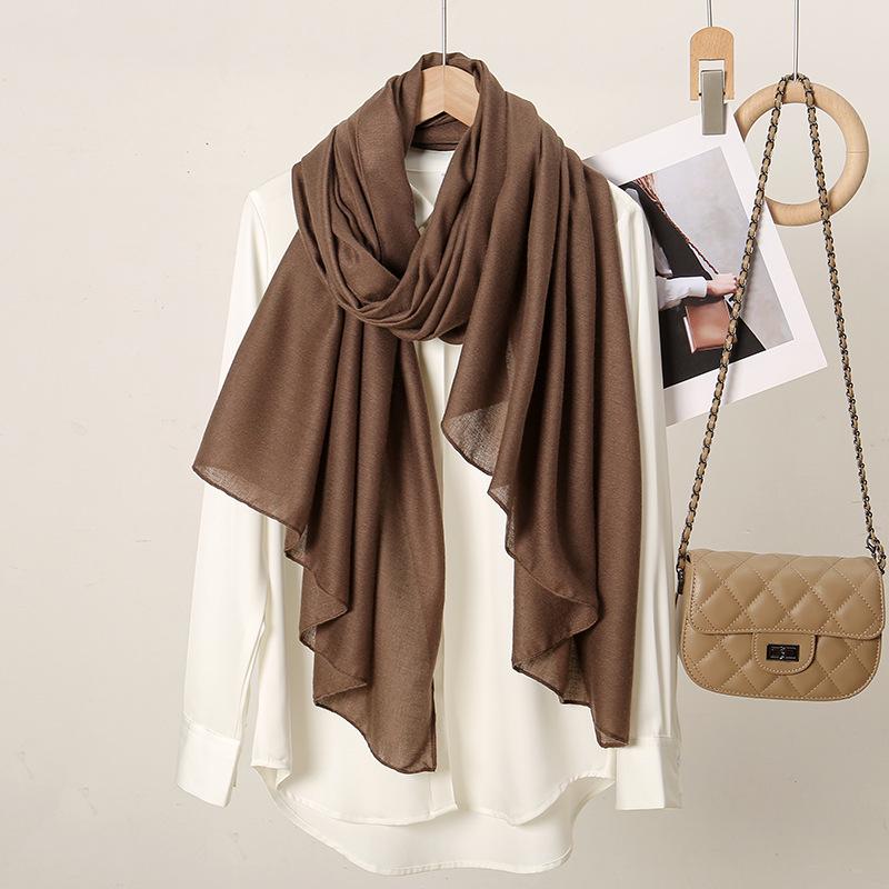Autumn/Winter Trendy Solid Color Linen Women's Scarf – Southeast Asia Popular Cotton & Linen Feel Long Scarf