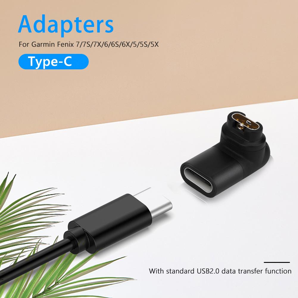 90 Degree 3D Elbow Charging Adapter Data Transmission Type-C Female To for Garmin Power Adapter for Garmin Fenix 6/6S/6X/5/5S/5X