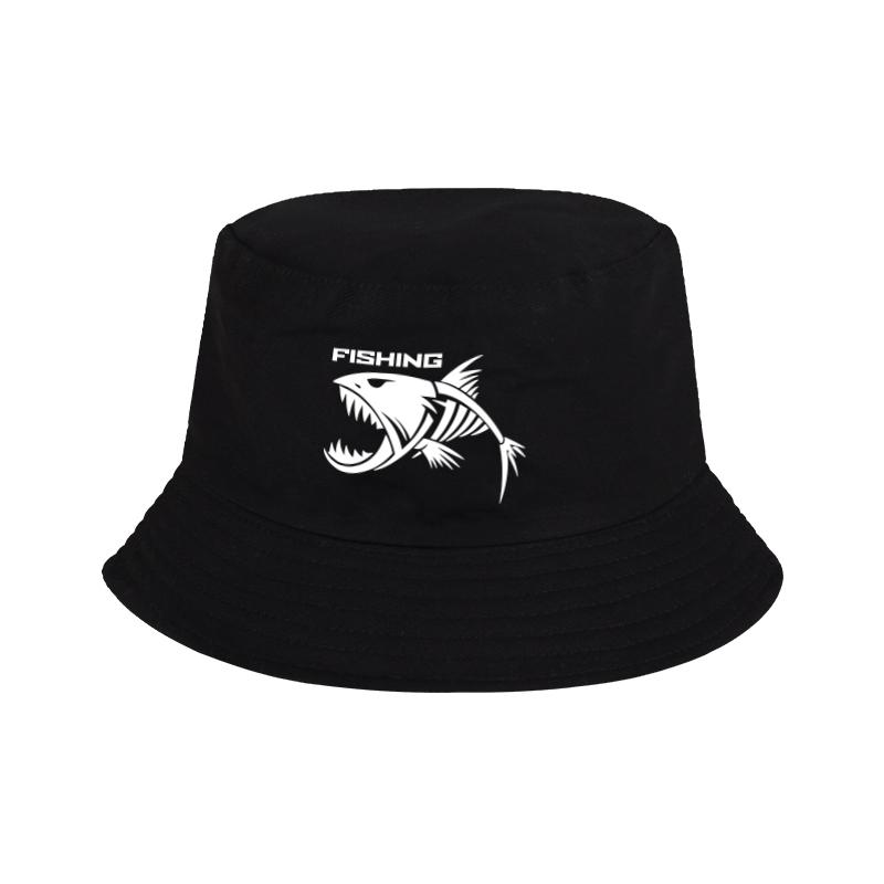 Skeleton Fish FISHING Print FisherUnisexs Hat  Casual Camping  Outdoor Unisex Sun Hat for Fishing Enthusiasts