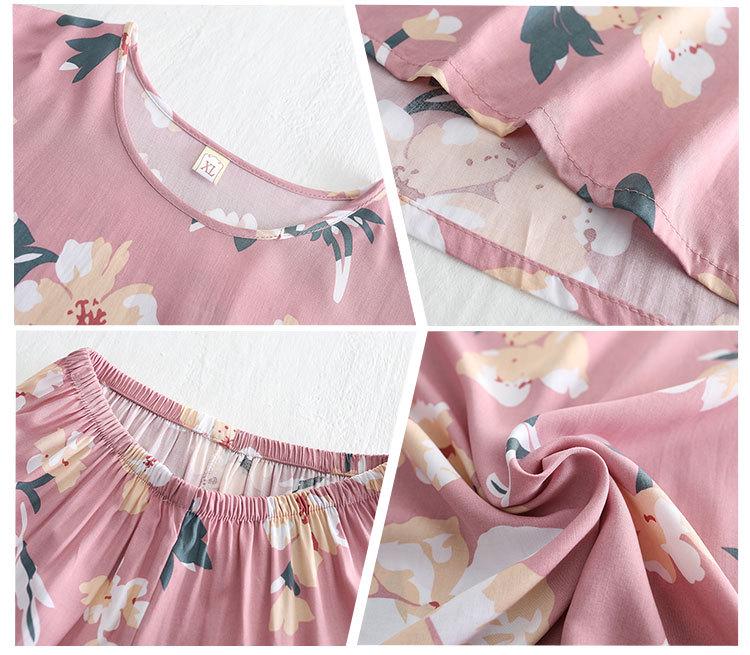 Women's Summer Cotton Silk Pajama Set: Short-Sleeved Thin Two-Piece for Outdoor & Home Wear, Ideal for Middle-Aged Moms