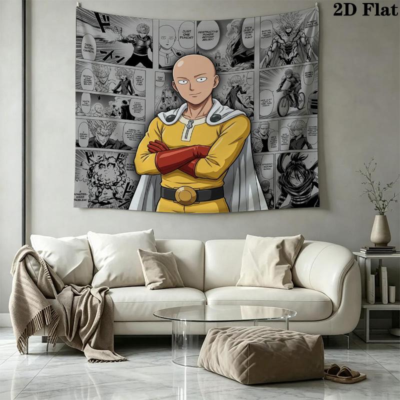 Onepunch Man Wall Tapestry Aesthetic Wall Hanging Printed Fabric Blanket Decorative Tapestries For Bedroom Living Room Home Decor