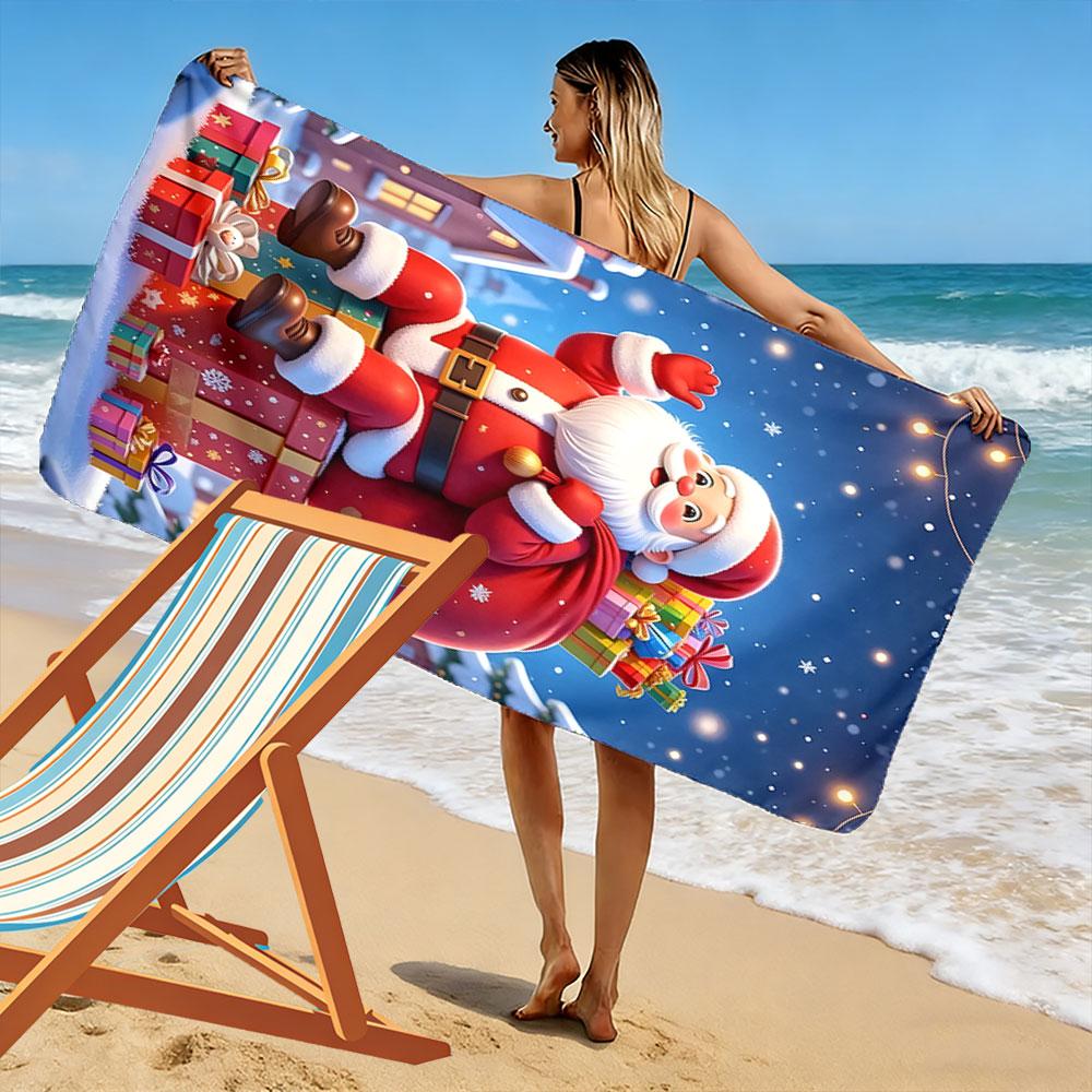 Jolly festive cheer Print beach towel, quick drying, suitable for travel, outdoor sports, jogging, the beach and swimming, gift