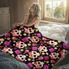 Sugar Skull Fiesta Flannel Blanket Warm Soft Halloween Christmas Decorative Couch Warm Cozy All-Season Gift