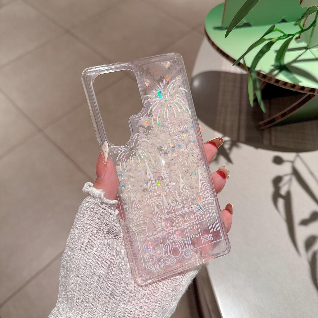 Y2K Castle Noctilucent Quicksand Glitter Case For Samsung Galaxy S25ultra S22 S23 S24 Ultra S25 Plus Transparent Silicone Cover