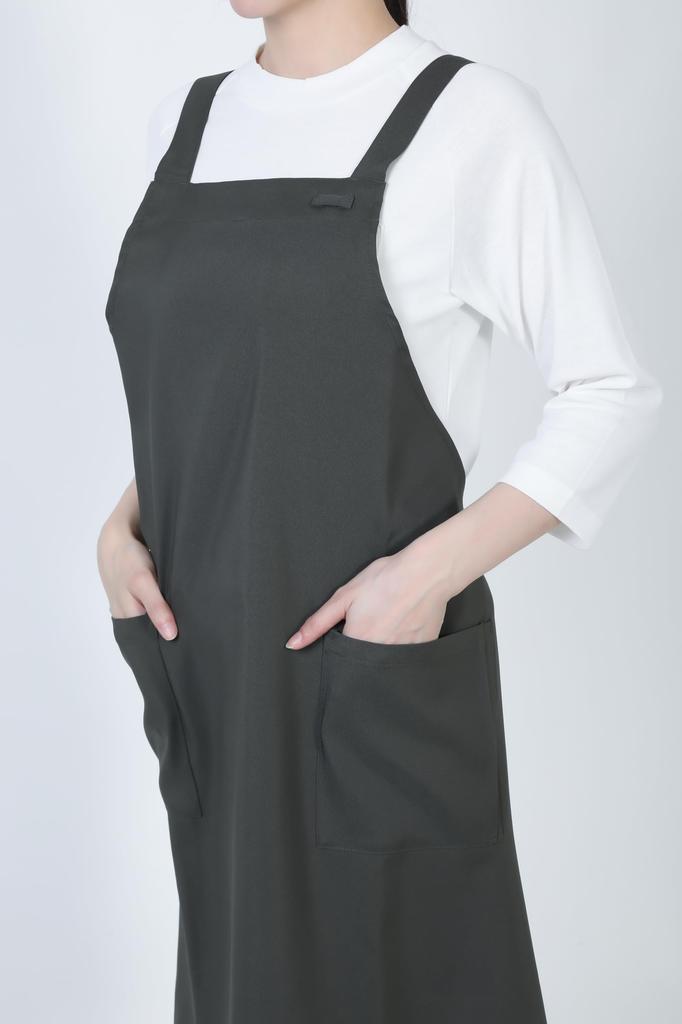 Bib Apron Bib Apron GT7013 Unisex Stretch Restaurant Uniform Khaki 3L [Seven Uniform] H-Shaped Water-Repellent Oil-Repellent Quick-Drying