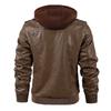Men's leather jacket jacket thickened and velvet thermal pu leather jacket removable cap European and American