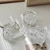 Decor Bowknot Jewelry Storage Box Crystal Glass Heart-Shaped Glass Jewelry Holder with Lid Transparent Earrings Gift Boxes