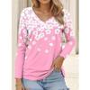 Women's T-Shirt Floral Graphic Flower Elegant Fashion Tee Long Sleeve T-shirts V-Neck Regular Tops Pullover Fall Winter