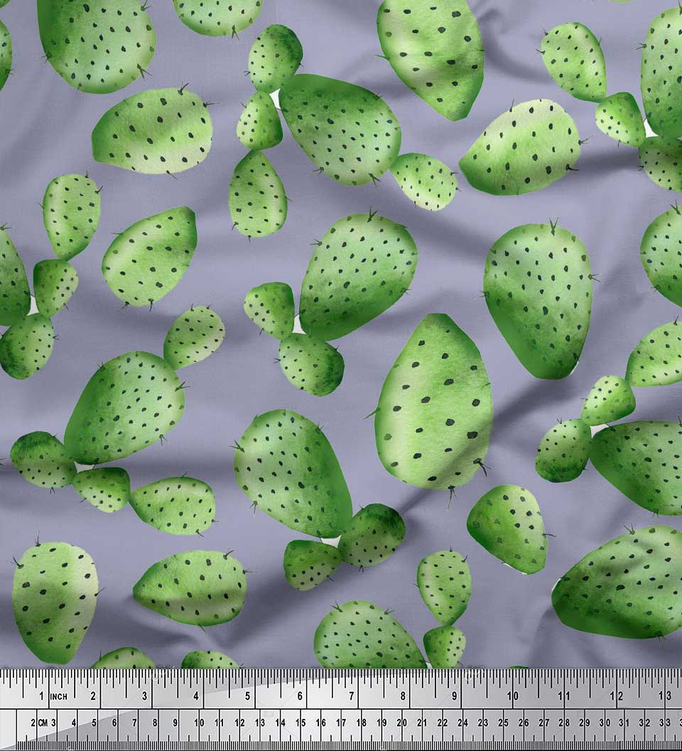 

Soimoi Pink Poly Georgette Fabric Cactus Tree Decor Fabric Друкований метр 52 дюйма 42 Inch Wide - Viscose Chiffon сірий колір