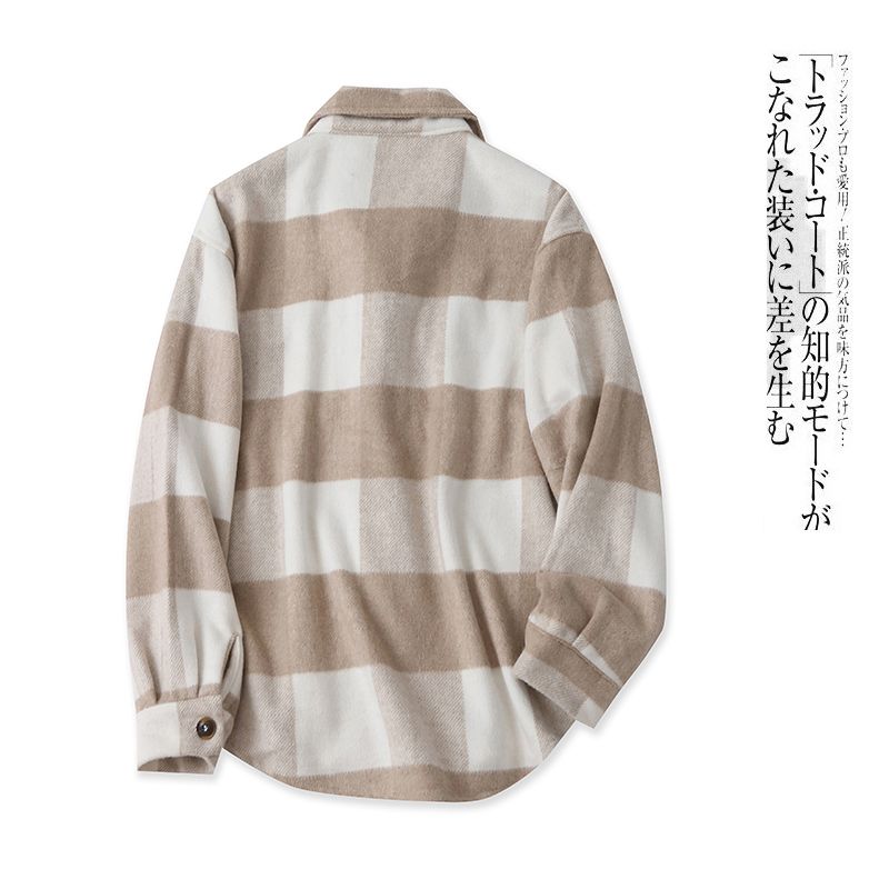 Fall Woolen New Arrival Lapel Single Breasted Gingham Outwear