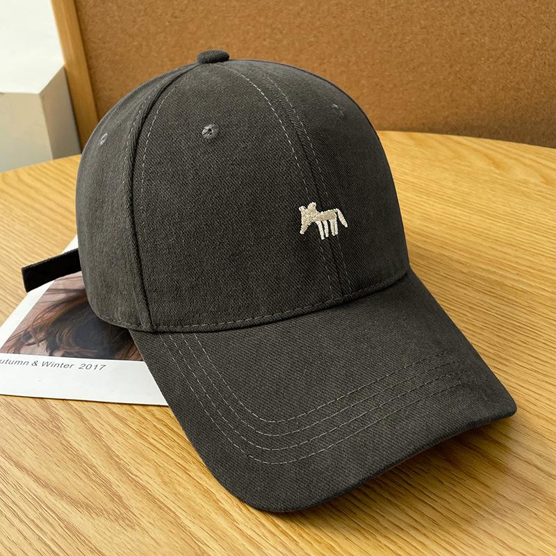 K letter embroidered hard top sunshade baseball cap men's spring and summer wide brim showing face small sunscreen versatile cap