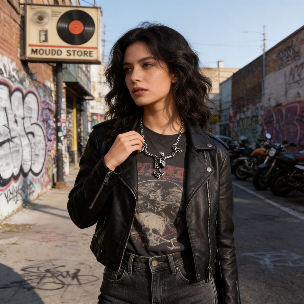 Collana Ciondolo Teschio Gotico Con Pipistrello in Lega per Moda Punk e Decorazione di Halloween