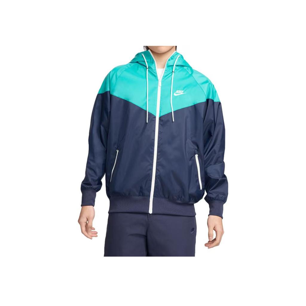 Nike Color Block Letter Print Hooded Zip-Up Loose Long Sleeve Jacket Men jackets Blue DA0002-411