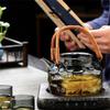 800ml Rattan Woven Handle Irregular Surface Heat-resistant Glass Teapot Boiling Flower Puer Oolong Tea Pot Kungfu Tea Set