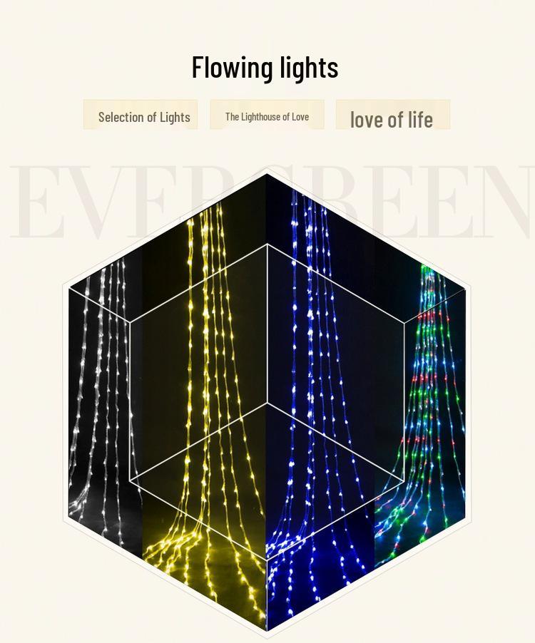 Waterproof LED Waterfall Flowing Fairy Lights - Outdoor Decorative Chasing String Curtain Lights.