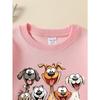Kids Sweatshirt,Crew Neck Fashion Top, Fun "Happy Dogs Group" Patterned Sweatshirt, Suitable for Everyday Casual Wear