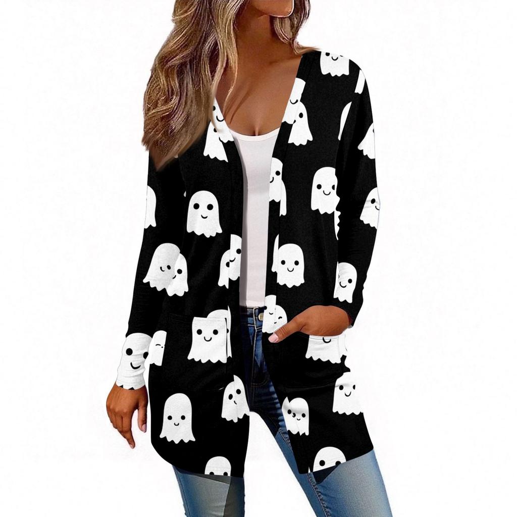 Women's Long Sleeve Cardigan Casual Jacket With Pockets Top