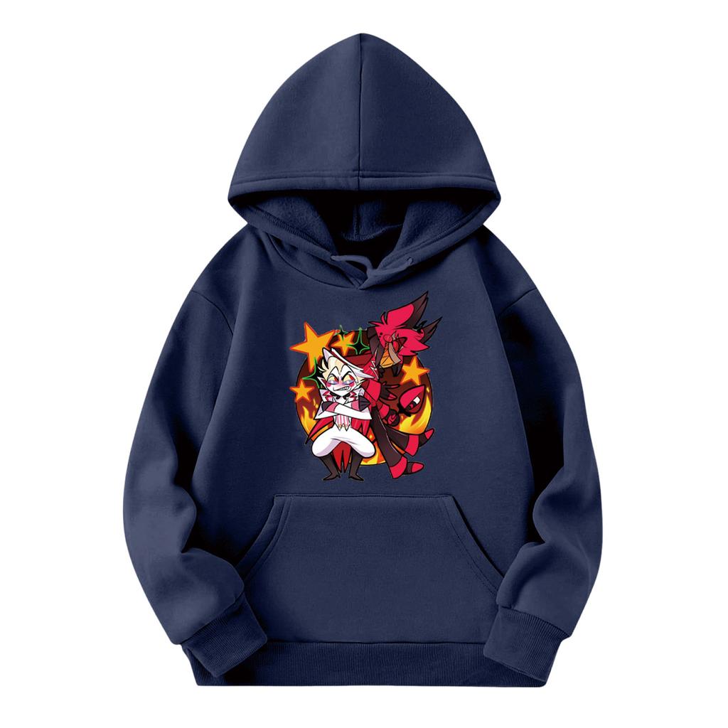 Child Fashion Lightweight Long Sleeve Pullover With Pockets Print Hoodie