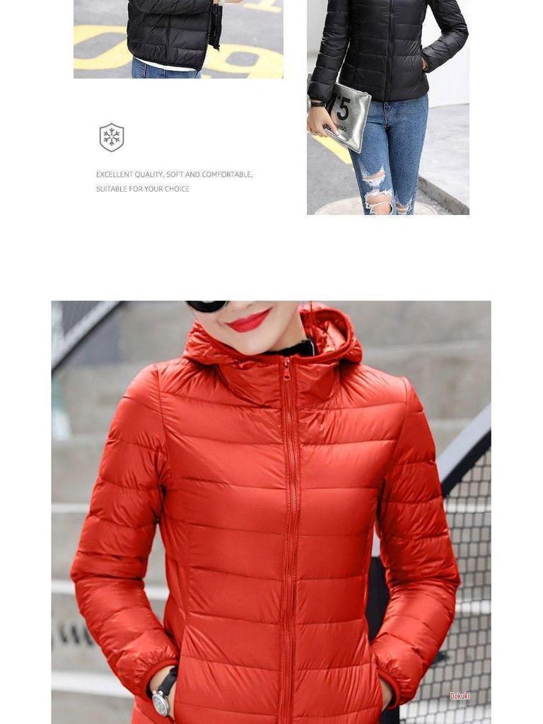 Jachetă de damă cu glugă din bumbac cu puf - Scurtă, Mărimi mari, Groasă, Călduroasă, Stil coreean, Modă casual simplă, Îmbrăcăminte exterioară ușoară.