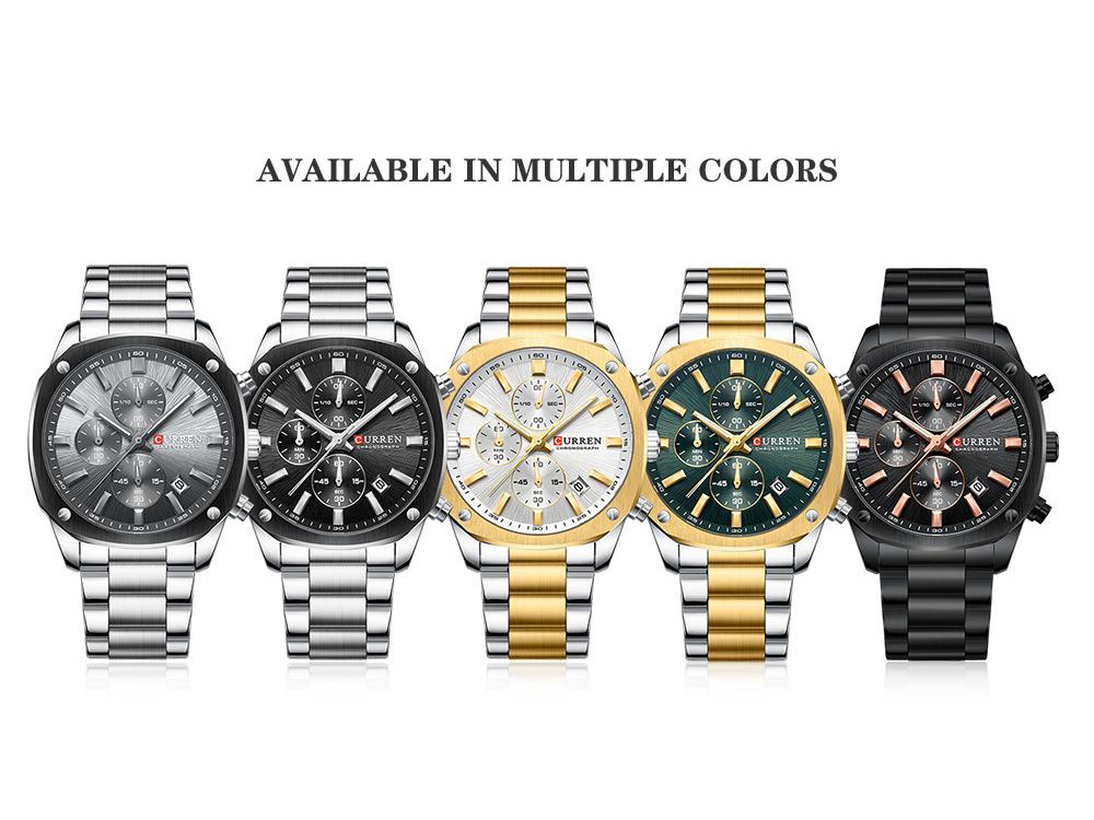 CURREN 8490 Men's Square Multifunctional Waterproof Wristwatch with Calendar Feature