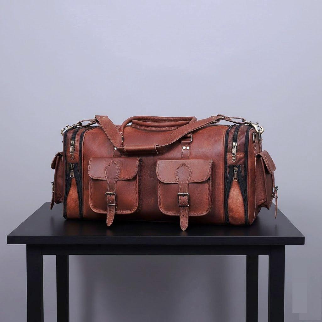30"Herren-Reisetasche aus echtem Leder, für Fitnessstudio, Wochenende, Nacht, große Vintage-Reisetasche