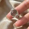 VENTFILLE 925 Silver Ring For Women Green Ghost Big Crystal Retro Temperament Party Gift Punk Party Jewelry Dropship Wholesale