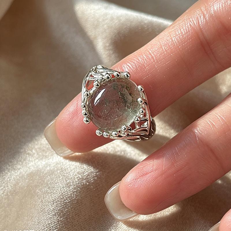 VENTFILLE 925 Silver Ring For Women Green Ghost Big Crystal Retro Temperament Party Gift Punk Party Jewelry Dropship Wholesale