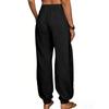 Women's Cotton Linen Pants Casual Elastic Waist Color Jogger Pants Comfy Beach Vacation Trousers With Pockets