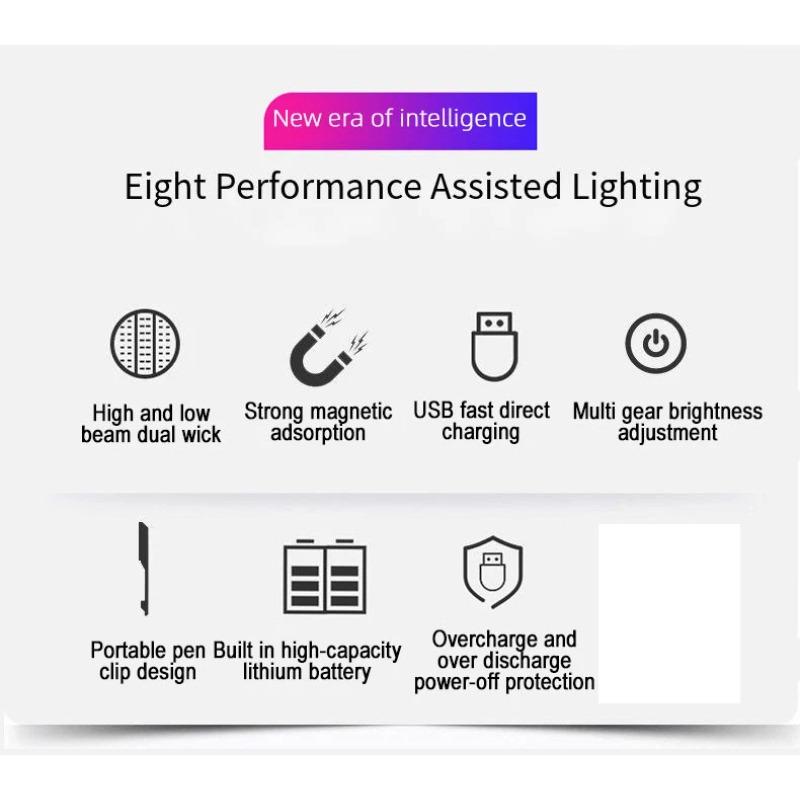 USB Rechargeable LED Flashlight with Magnet and Hook Life Waterproof With Red light Power Bank Repairing Work Emergency Lantern