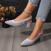 Classic Sandals Woman Slides Casual Hoof Mid Heels Shoes Women Solid Stretch Fabric Slip On Sandals Summer Pumps Plus Size