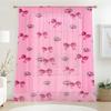 1PC Valentine's Pink Bow & Diamond Heart Curtains Romantic Sheer Drape Light Filtering Window Curtain for Bedroom