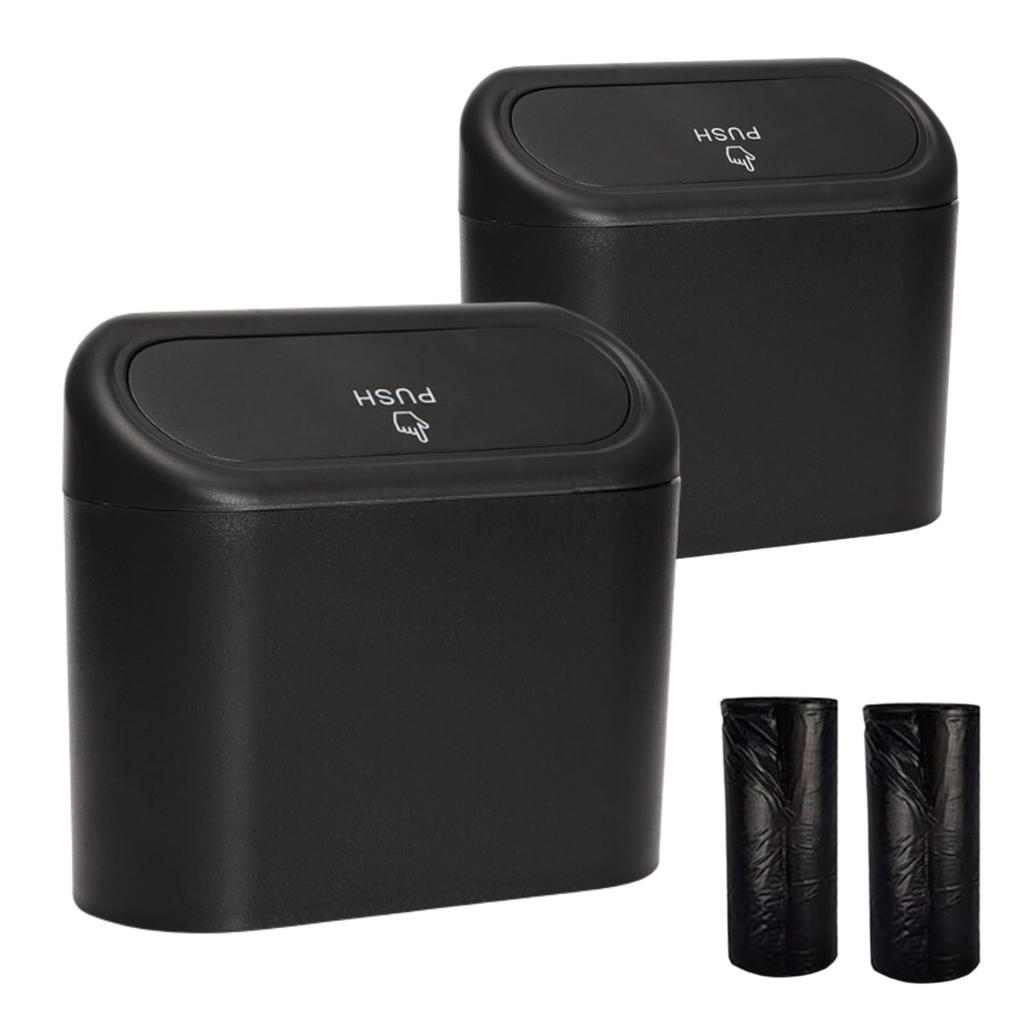 DIZLAS Car Trash Cans of with Slim Car Storage Hook Type (Set 2), Non-Tipping, Lids, Design, Accessories, Pocket,