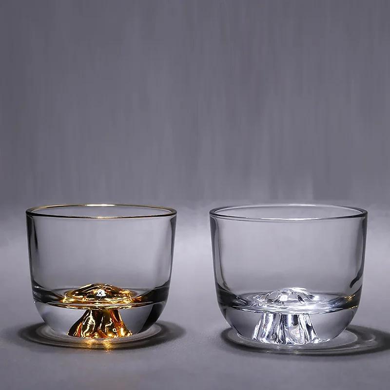 Pahare mici transparente de 110 ml și 4 oz, cu margini aurii, formă de munte, jumătate de bilă, ceașcă de ceai Kong Fu Master