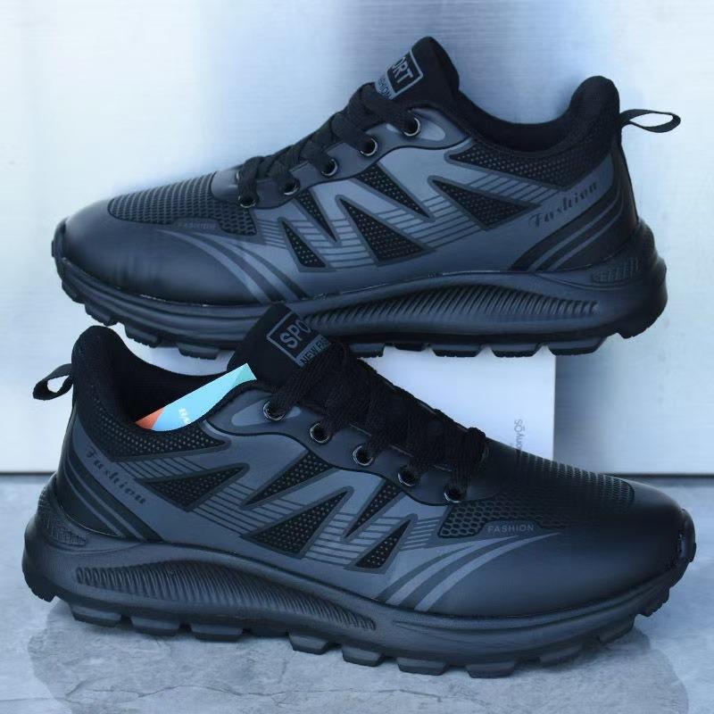 Men's shoes autumn leather sneakers men's new black casual shoes men's running shoes