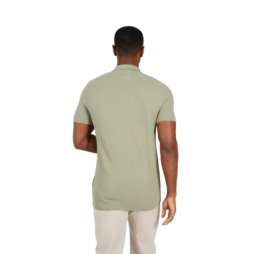 BRAVE SOUL Mens Knitted 3 Button Placket Polo Shirt