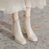 Coarse heel Martin boots women's autumn and winter new versatile simple square head high heel thin elastic short boots