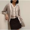 Early Autumn Knit Women Sweater Fashion V-neck Sleeveless Button Pocket Female Vests Loose Panelled Lady Vest