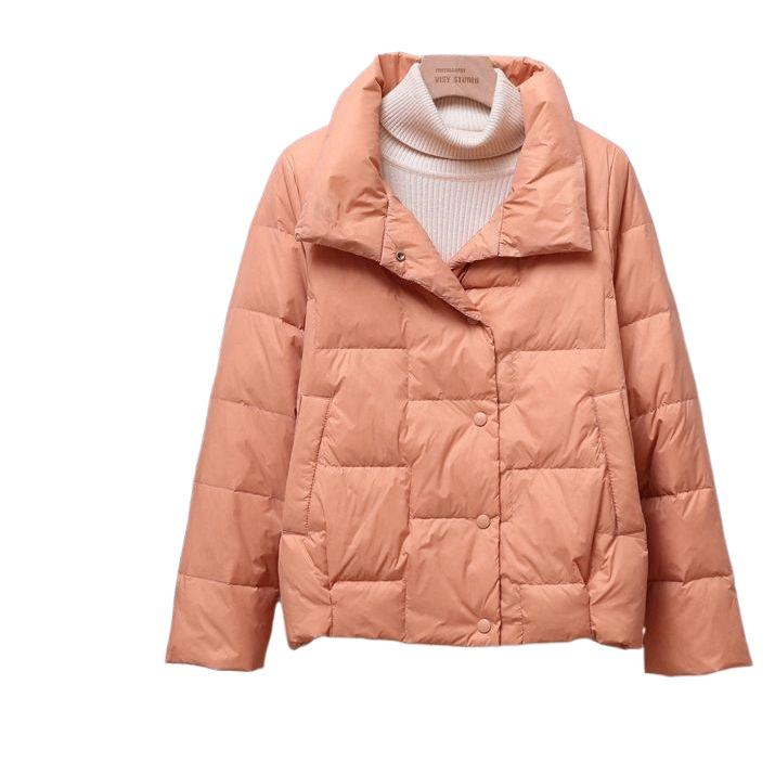 Women's Fashionable Lightweight Stand-up Collar White Duck Down Jacket for Autumn and Winter