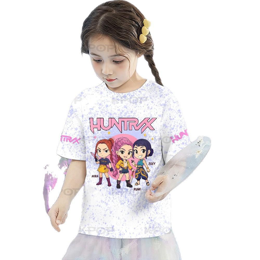 Onda Coreana KPOP Hunters Stampa Cartone Animato Outfit Genitore-Figlio Rumimila Zoyi T-shirt a Maniche Corte per Bambini