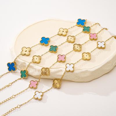 Four Leaf Clover Light Luxury Design Feeling Double-sided Five Flower Bracelet 18K Gold Clip Flower Bracelet