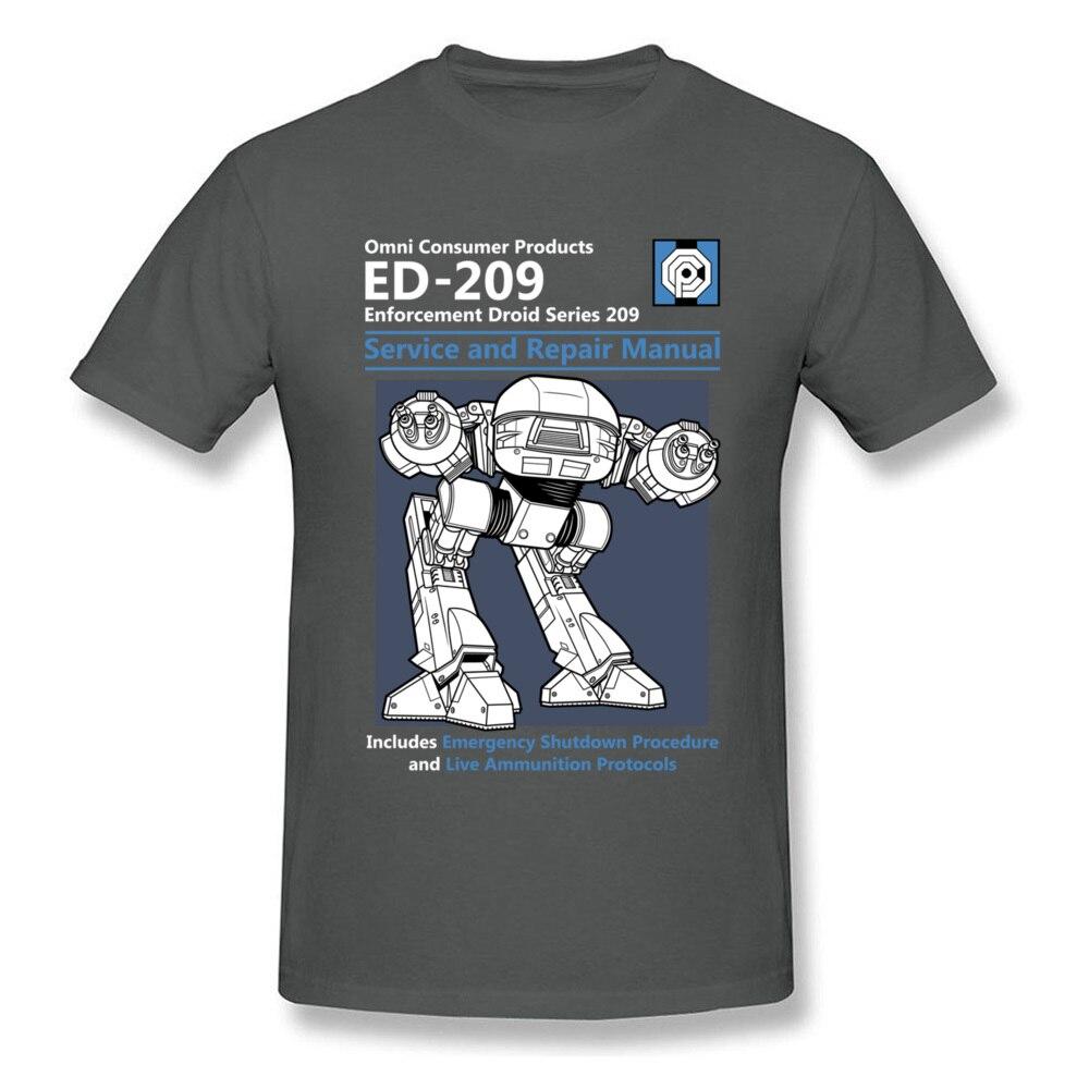 Blue Men T Shirt Summer Fashion Casual Tshirt Printing Robot ED 209 Men's Top Quality Full Cotton Clothing Mens Tee Shirt