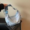 Today's popular large-capacity color thread cloth bags, wide shoulder straps, messenger bags, trendy versatile dumpling bags, women's bags.