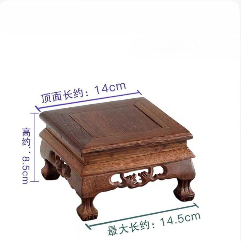 Retro Engraving Wooden Tea Tray Teapot Bases Bonsai Buddha Stand Fish Tank Pedestal Wooden Flowerpot Base Furniture Home Decor