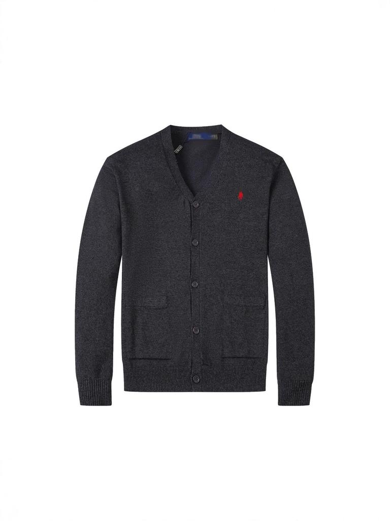 Men's Cotton V-Neck Sweater with Small Horse Embroidery – Classic, Versatile Spring/Autumn Knitwear
